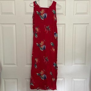 Vintage midi dress in fruit pattern